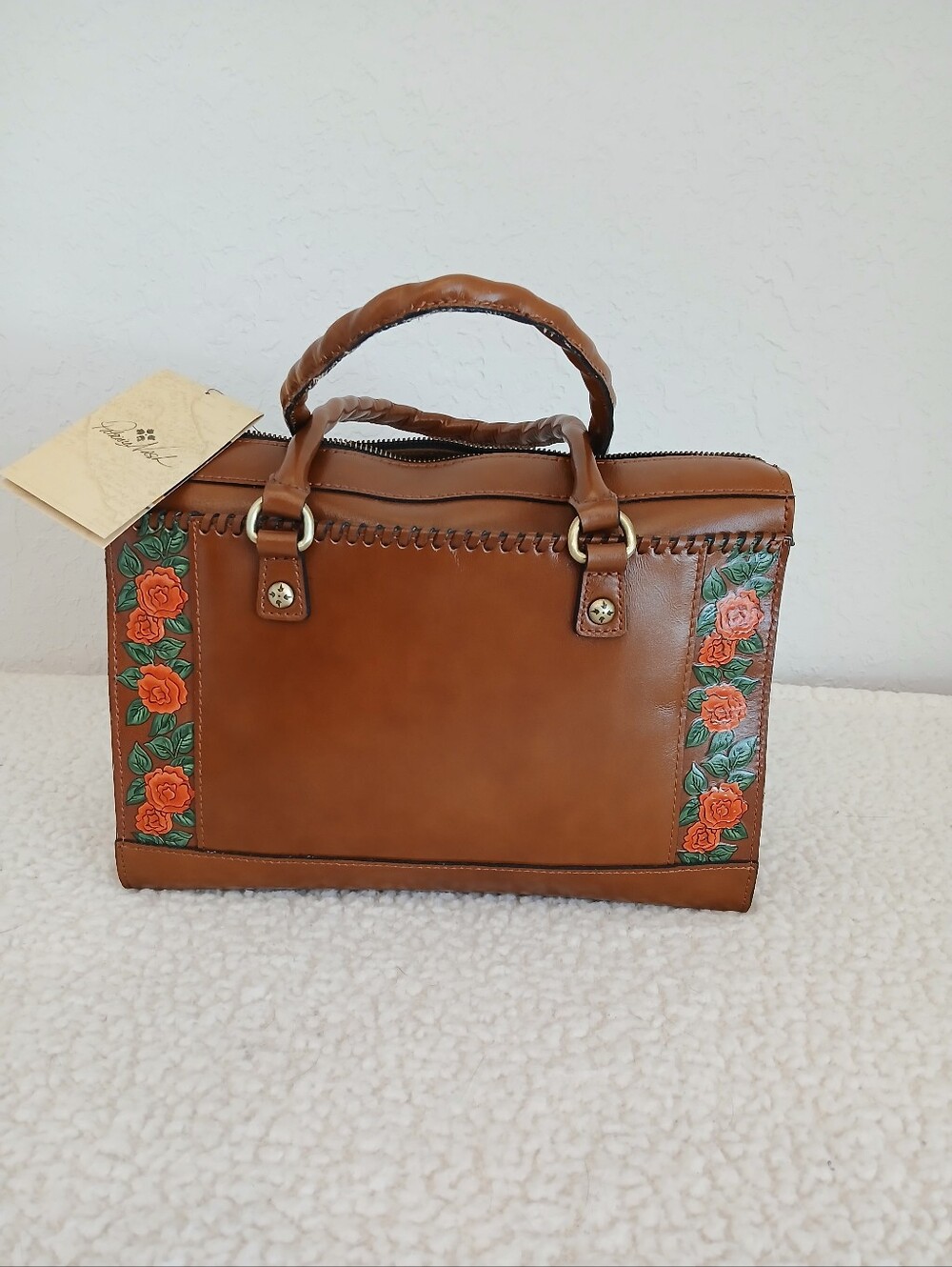 Patricia Nash Border Rose Tooled Satchel NWT